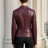 Women's Topstitched Faux Leather Zip Jacket