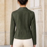 Women's Topstitched Faux Leather Zip Jacket