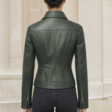 Women's Slim-Fit Lapel Faux Leather Moto Jacket