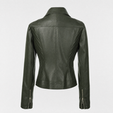 Women's Slim-Fit Lapel Faux Leather Moto Jacket