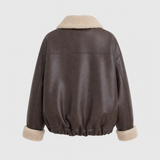 Women's Brown Fleece-Trim Aviator Jacket