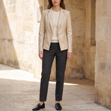 Single-button leather blazer — Beige