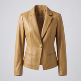 Single-button leather blazer — Tan Yellow