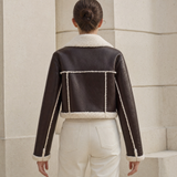Women's Cropped Fleece-Trim Zip Jacket