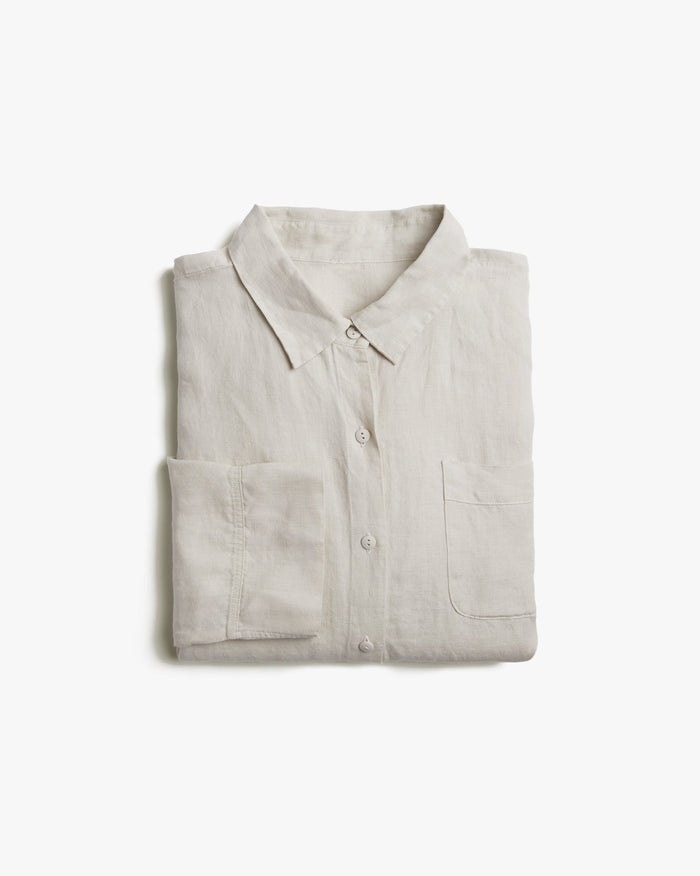 Women's Linen Lounge Top in Bone