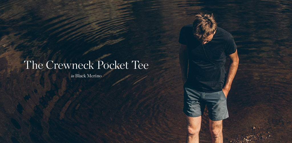 Men's The Crewneck Pocket Tee in Black Merino — Sweater