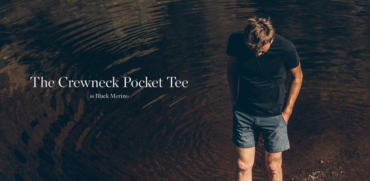 Men's The Crewneck Pocket Tee in Black Merino — Sweater
