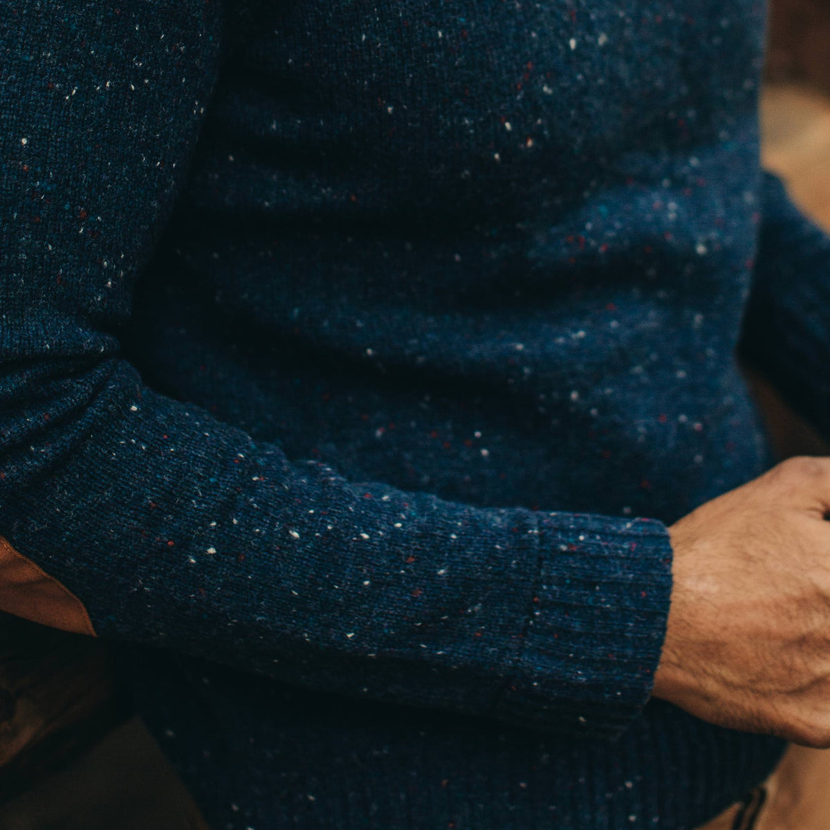 Men's The Hardtack Sweater in Navy Donegal