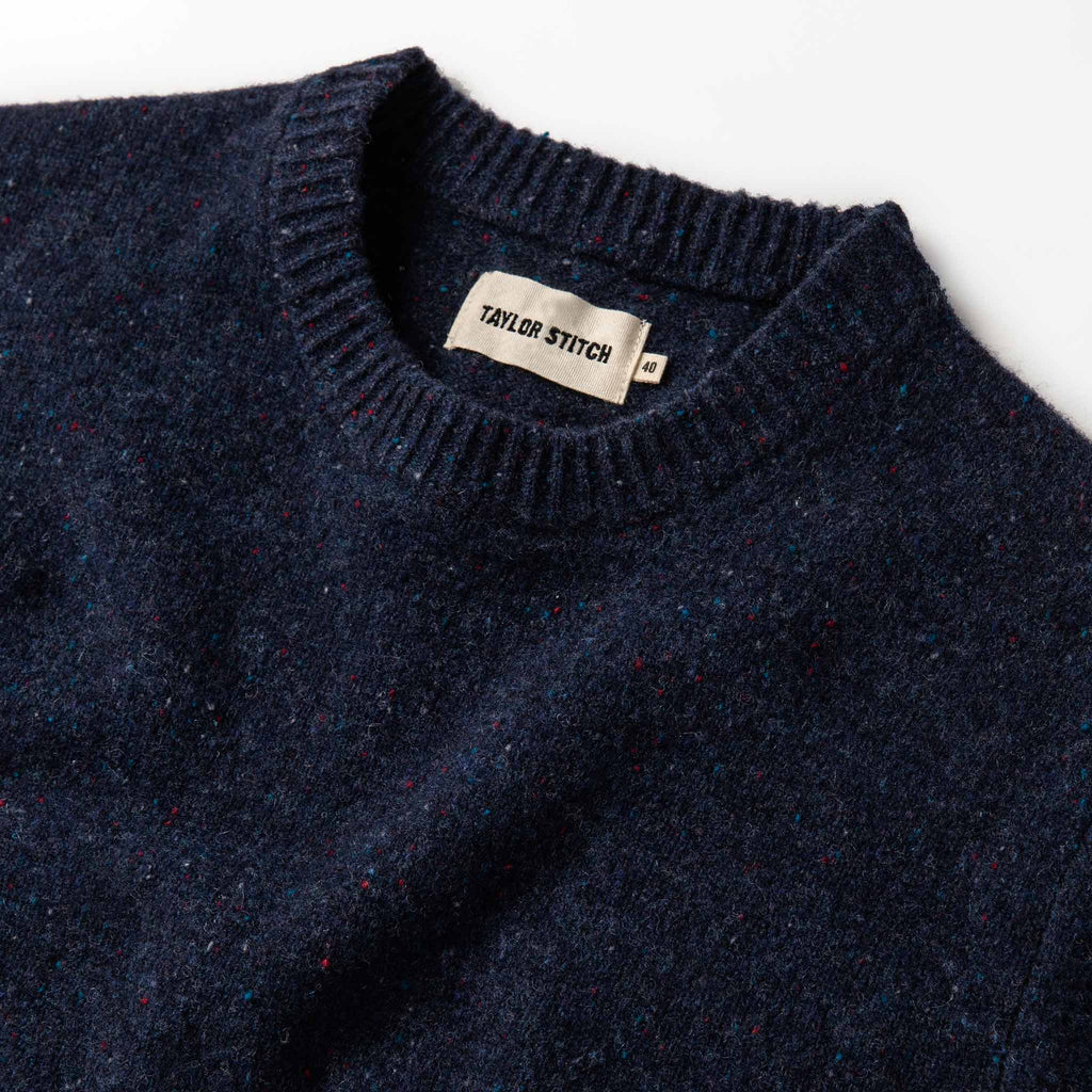 Men's The Hardtack Sweater in Navy Donegal