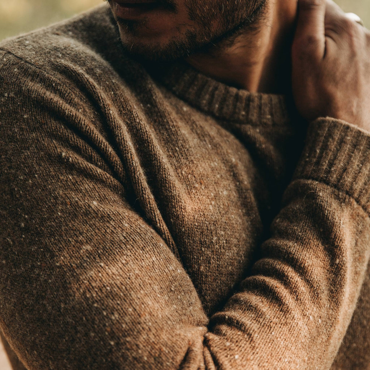 Men's The Hardtack Sweater in Oak Donegal