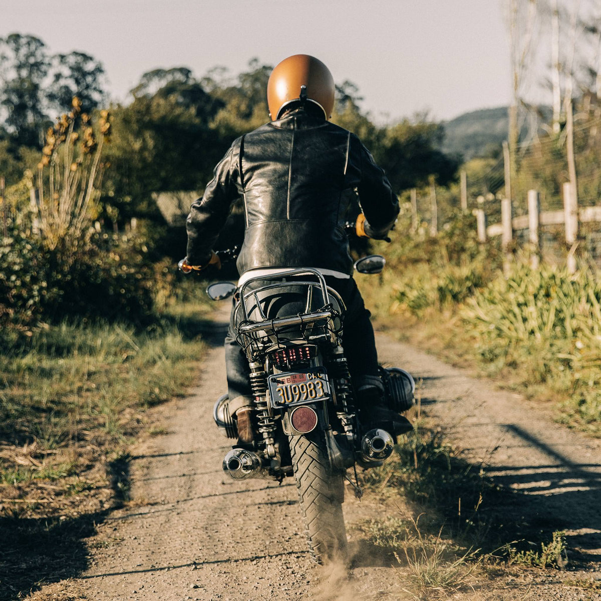 Men's The Band Collar Moto Jacket in Black Steerhide