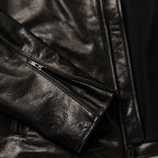 Men's The Band Collar Moto Jacket in Black Steerhide