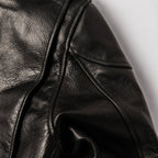 Men's The Band Collar Moto Jacket in Black Steerhide