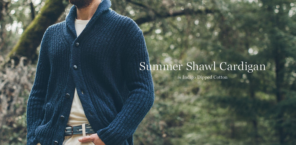 Men's The Shawl Cardigan in Indigo Dipped Cotton — Sweater