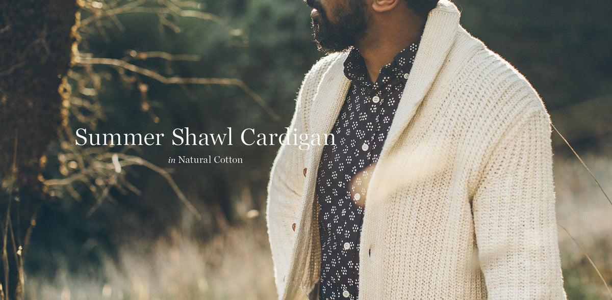 Men's The Shawl Cardigan in Natural Cotton — Sweater